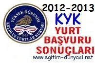 KYK Başvuru Sonuçları 2012 -2013