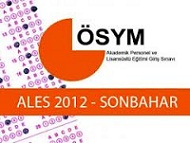 ALES 2012 Sonbahar Sınav Giriş Belgesi ve Sınav Yerleri