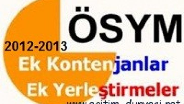 Üniversite Ek Yerleştirme Kılavuzu (Ek Kontenjan) ÖSYM 2012-2013