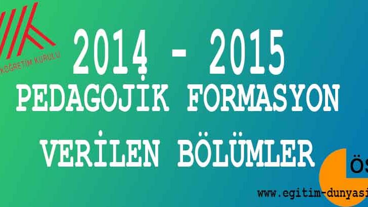 Formasyon Alabilen Bölümler 2015