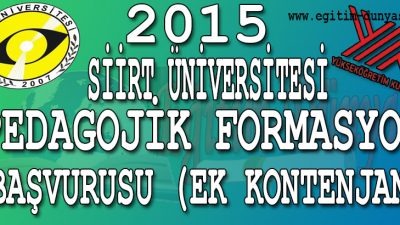 Siirt Üniversitesi 2015 Şubat Formasyon Başvurusu (Bahar Dönemi)